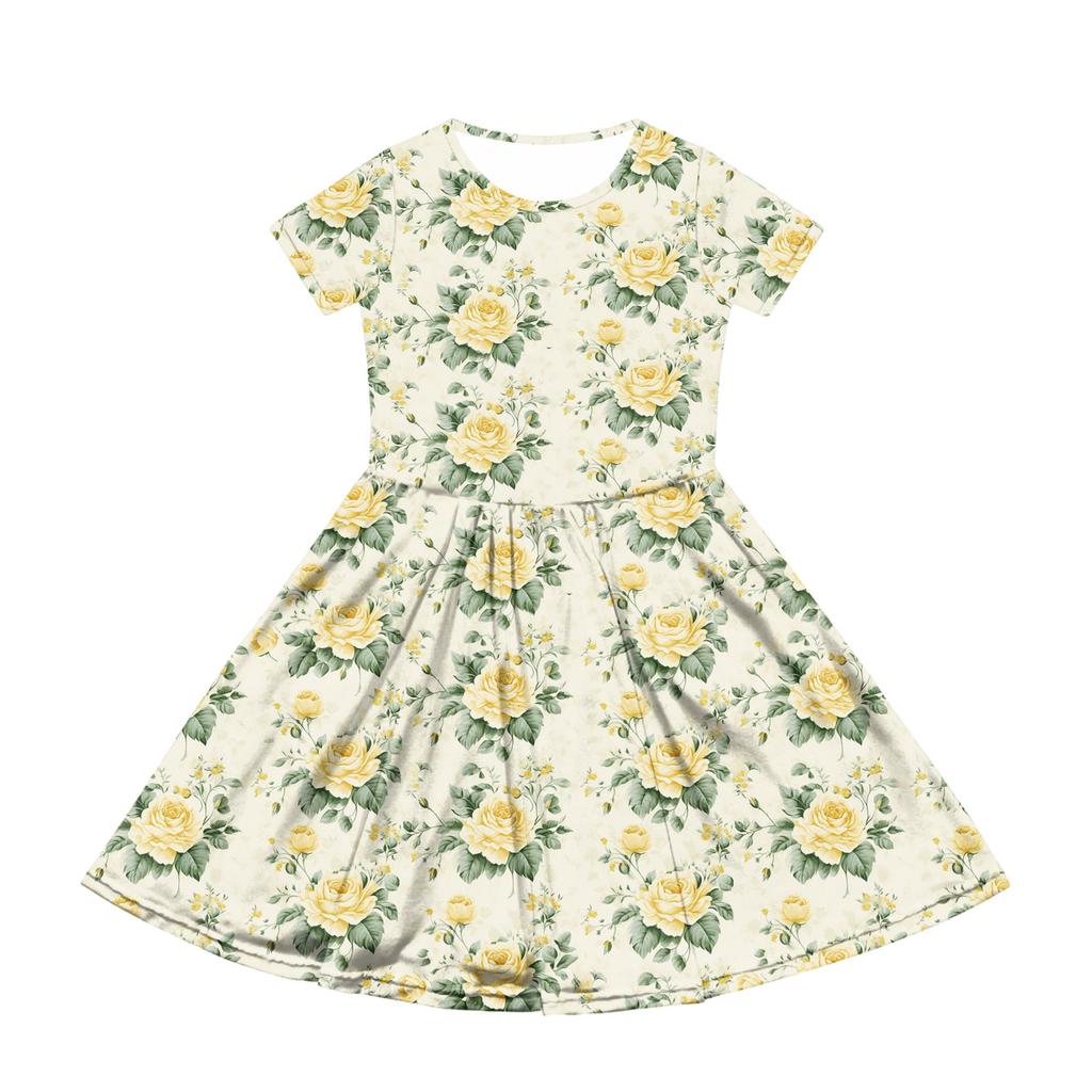 Девочка Летнее Платье Цвет & Принт Короткий Рукав Платье С Карманом Повседневное Платье Короткий Рукав Вечернее Платье Пасхальный День
