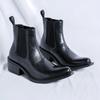 Модный бренд Британский стиль Деловые ботинки Мужские Натуральная кожа Челси Ботинки Новая Повседневная Кожаная Уличная Офисная Обувь Большой Размер:38-46Ботинки