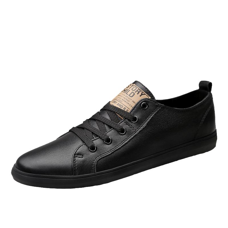 Popular Small White Shoes Fashion Men's Shoes Full Leather Low Top Board Shoes Tread Flat Casual Shoes