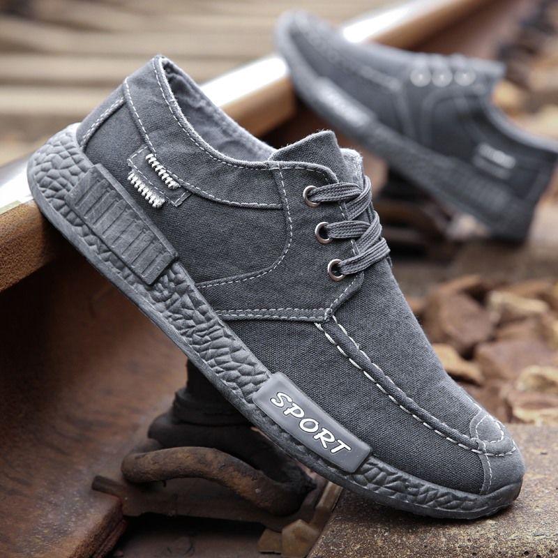 Весенняя мужская парусиновая обувь, корейская мода, тканевая обувь в старом Пекине, повседневная обувь с просветом