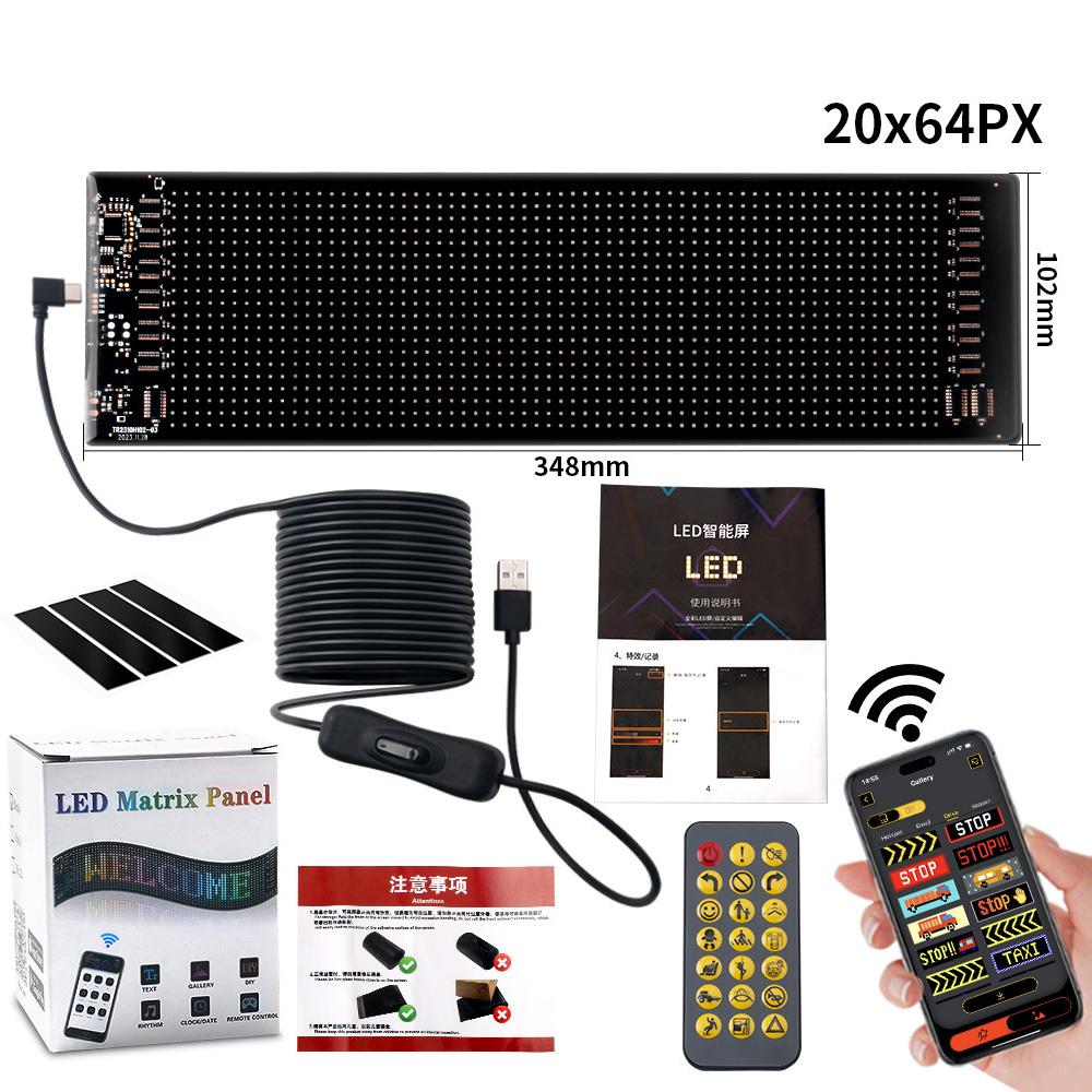 Бегущая реклама Светодиодный дисплей USB RGB Управление приложением для автомобиля Bluetooth Пользовательский дисплей логотипа Текст Шаблон Анимация Программируемый