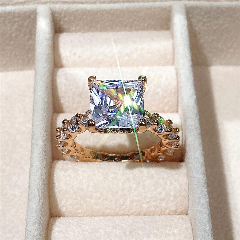 Новые квадратные обручальные кольца с кубическим цирконием для женщин, тренд 2022 года, роскошное предложение, обручальные кольца, женские украшения