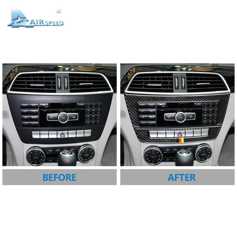 Airspeed для Mercedes Benz C Class W204 Аксессуары 2010-2013 Карбоновый салон автомобиля Центральная консоль Панель Крышка Отделка