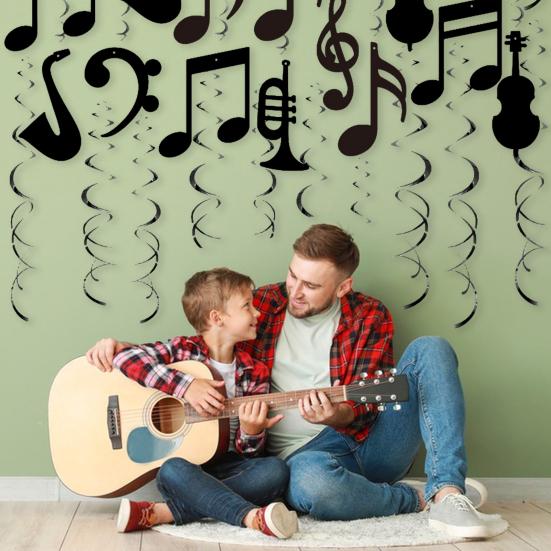 Музыкальные ноты подвесные завитки украшения музыкальная фольга вихрь вырезанный спиральный потолок украшение для музыкальной тематической вечеринки свадьба детский душ день рождения принадлежности