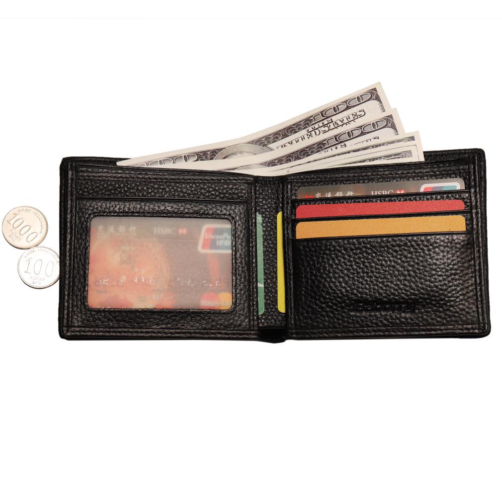 100% Genuine Leather Mens Wallet Premium Product Real Cowhide Wallets for Man Short Black Walet Portefeuille Short Purse