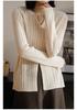 Women's Autumn/Winter Fine Wool Round Neck Hollow Stripe Long Sleeve Knitwear