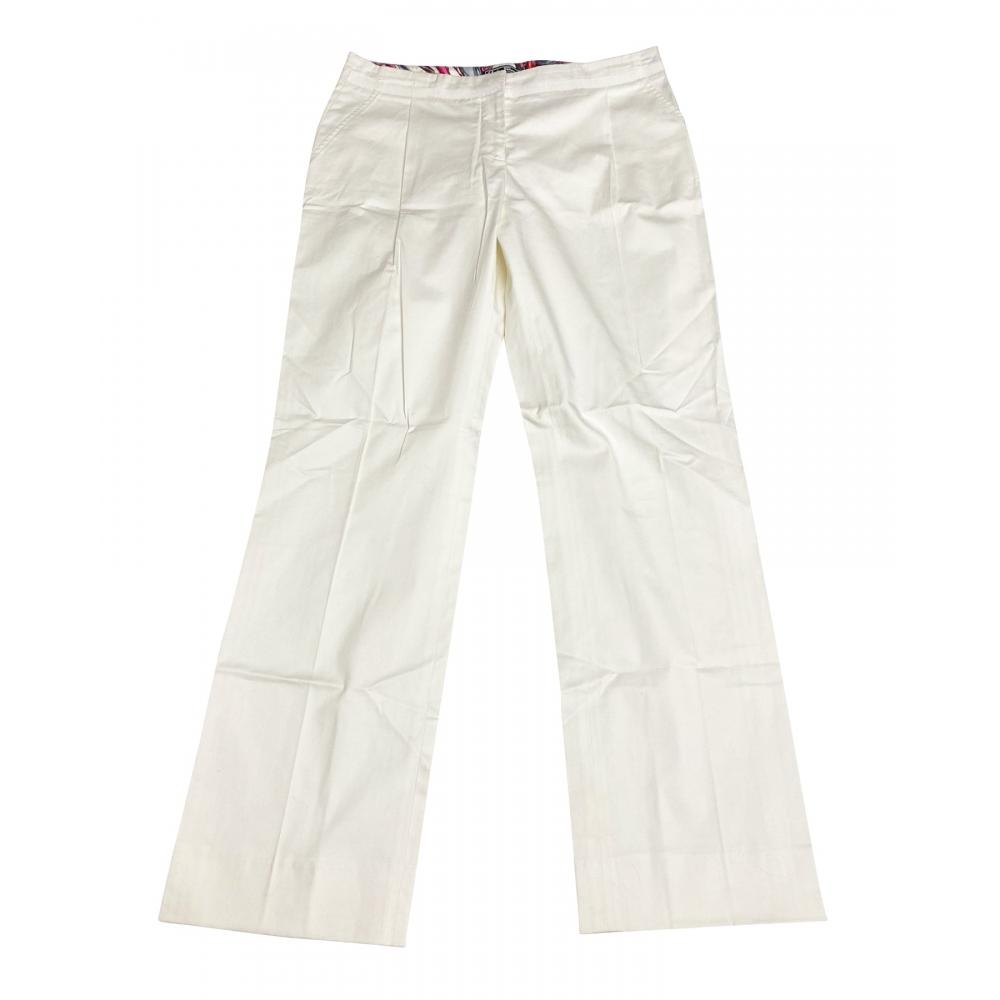 Salvatore Ferragamo White Trousers In White Silk White