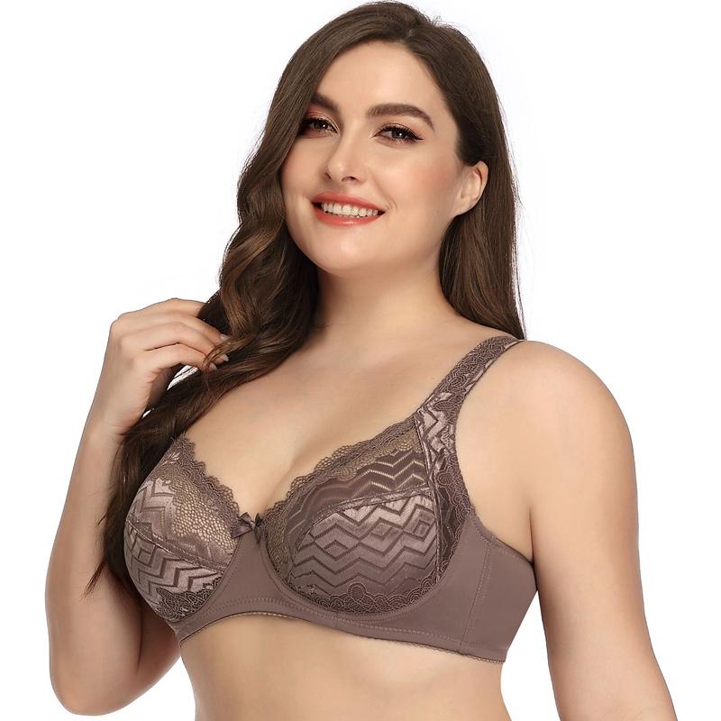 Элегантные бюстгальтеры больших размеров, женские кружевные бюстгальтеры с шевронным узором и бантом, ультратонкий кружевной бюстгальтер на косточках