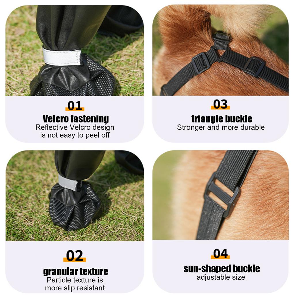 Ботинки для собак, Регулируемые ботинки для собак, Непромокаемые ботинки, Подходят для прогулок в снежные зимы/по горячим летним дорогам.