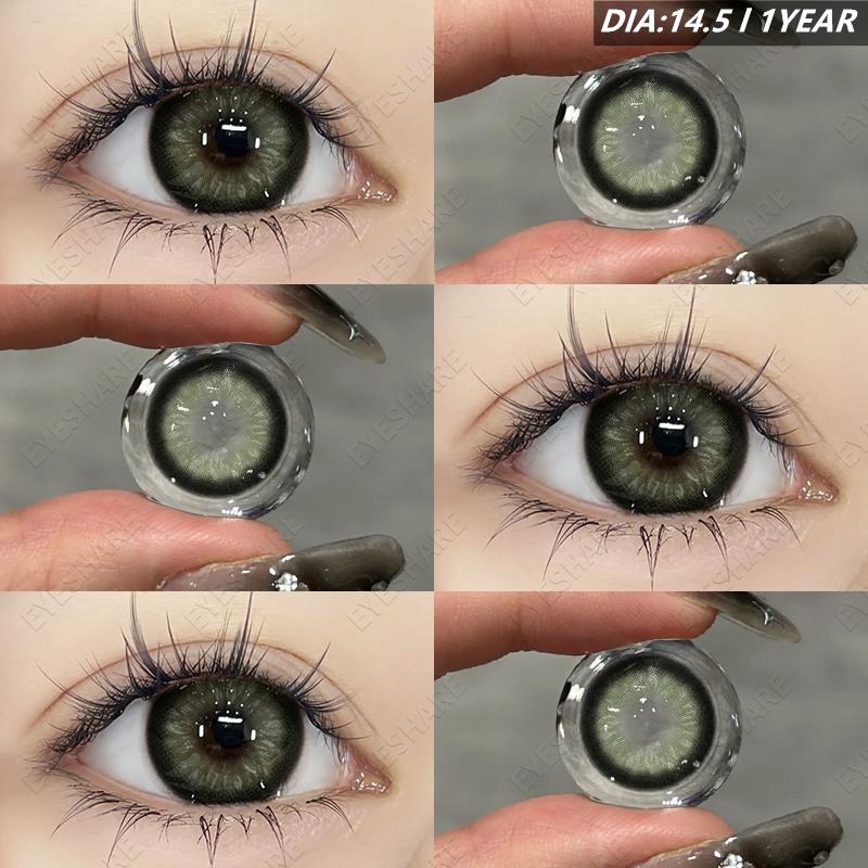 Eyeshare Various Styles of Colored Contact Lenses, Sweet and Cute Pink Contact Lenses, Gentle and Smart Blue and Gray Lenses, 2 Pieces/Pair Per Year