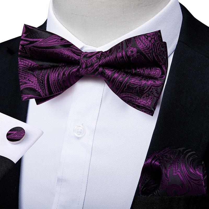 Свадебный галстук-бабочка для мужчин, классический красный предварительно завязанный галстук-бабочка, набор запонок для вечеринки, шелковый узел-бабочка, подарочные мужские аксессуары