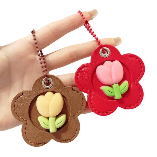 2 шт. Элегантный держатель для ключей в форме тюльпана из искусственной кожи, брелок в форме дома