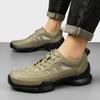 Fashion Men's Outdoor Hiking Shoes Wear-resistant Anti Slip Soles Men's Sports Leisure Shoes Breathable Mesh Leather Shoes Comfortable