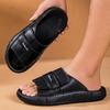 Leather Look Slide Sandals Cushioned Footbed Summer Outdoor Beach Slippers Comfortable Casual Walking Footwear Casual Wear