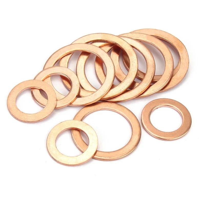 M3-M60 Copper Flat Washer Set / Solid Brass Plain Washer Gasket for Boat Fastener Hardware - Corrosion Resistant Seal Ring