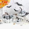 6/10cm Glitter Silvery Disco Mirror Pumpkin Halloween Decoration Mini Artificial Craft Harvest Festival Thanksgiving Table Party