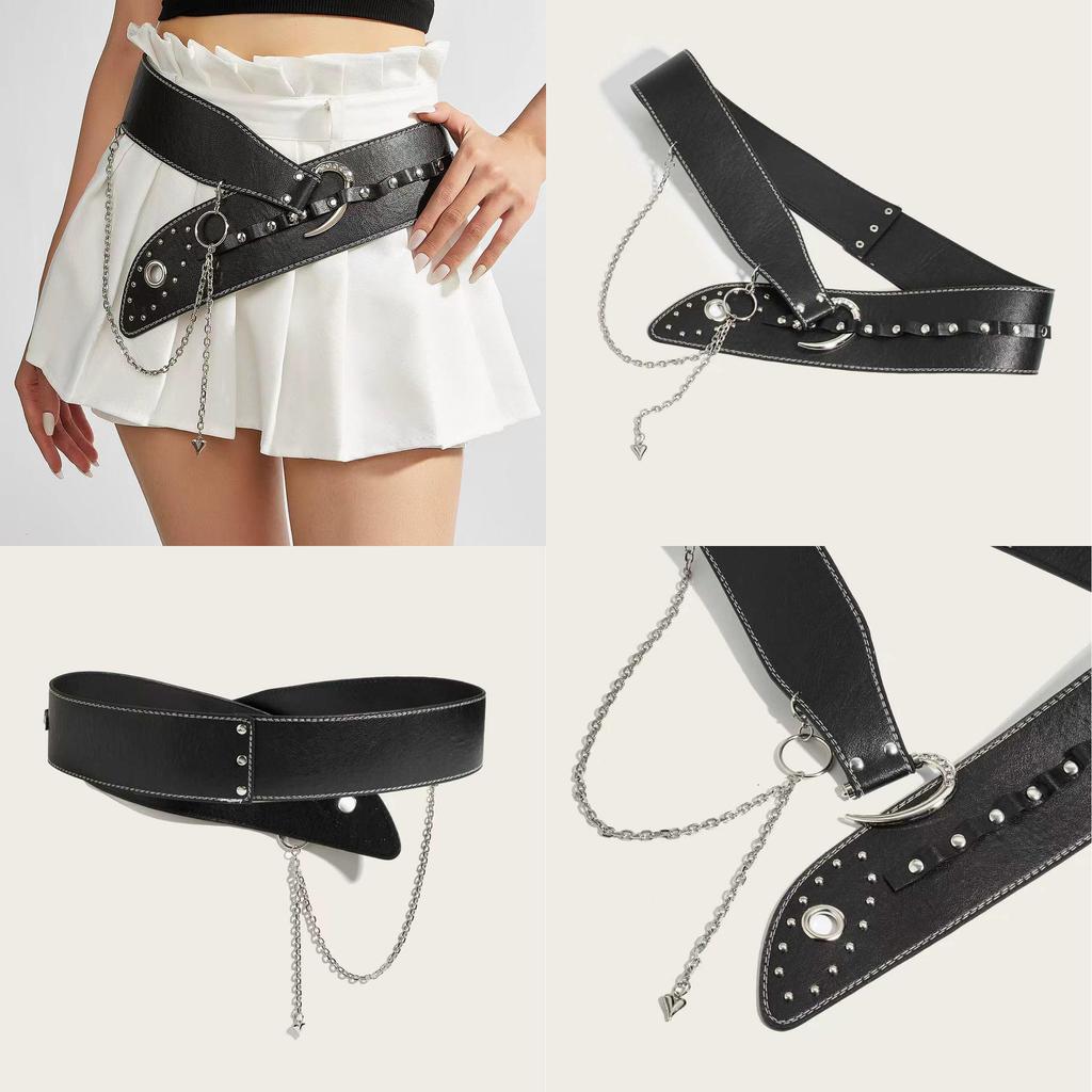 Black Vintage Inspired Waist Belt With Tassel Details For Party Outfits