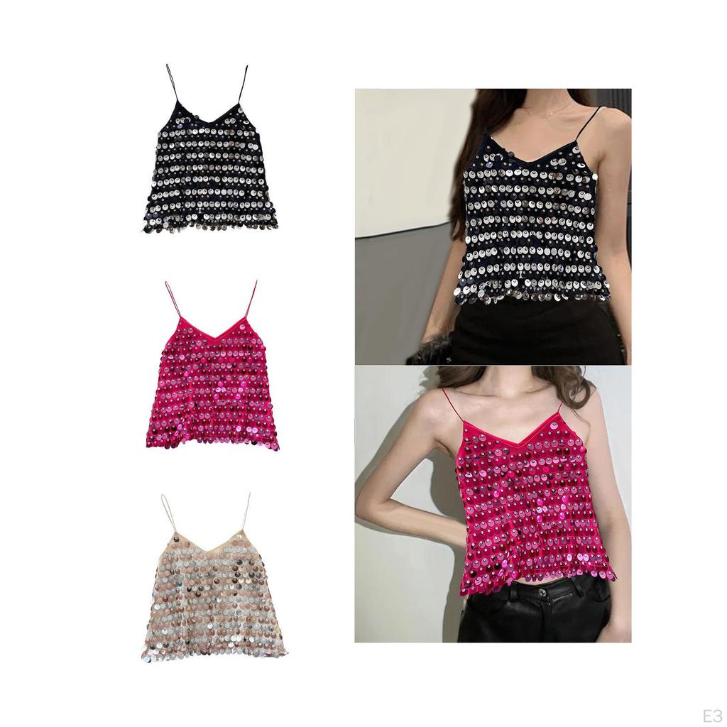 Блестящий топ-топ для клубной вечеринки Shimmer Camisole Club Party Costume Fashion Festival Beach Girls
