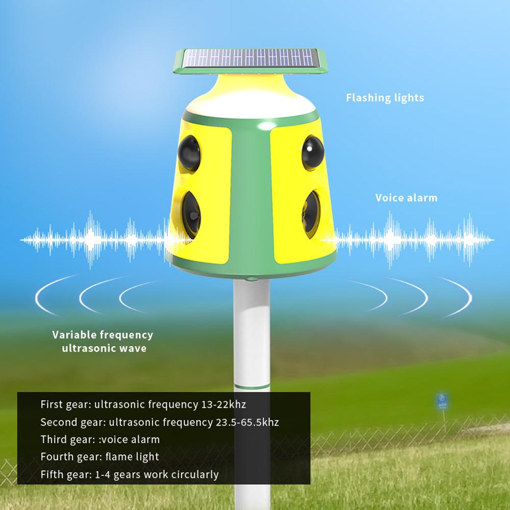 Solar Animal Repeller 360 Degrees  Ultrasonics Rodent Repellent Waterproof with PIR Sensor 5 Modes for