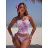 Сексуальный купальник бикини с цветочным принтом женский халтер плиссированный на кулиске пуш-ап кроп-топ стринги купальник пляжный купальник купальник