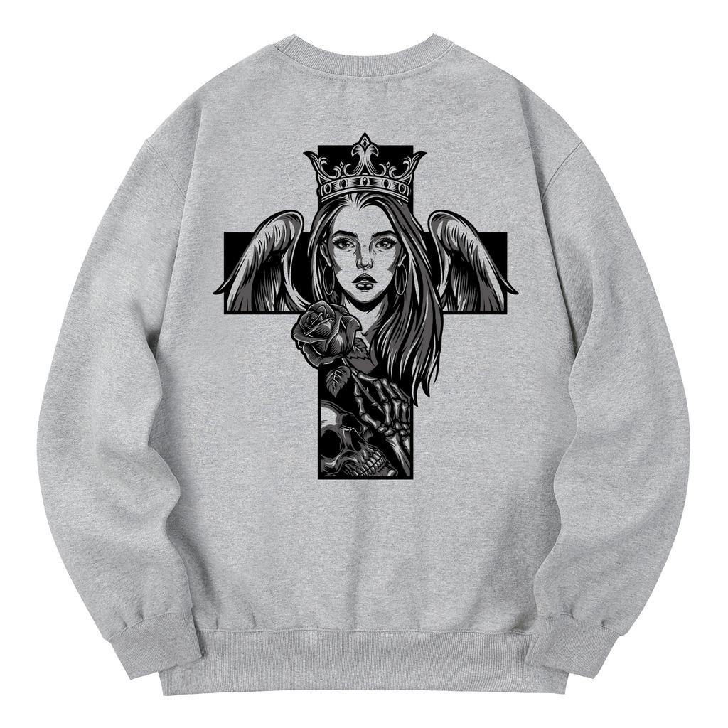 KAN6312 Kmg0023 Chicano Queen Fleece-Lined Sweatshirt - Gray