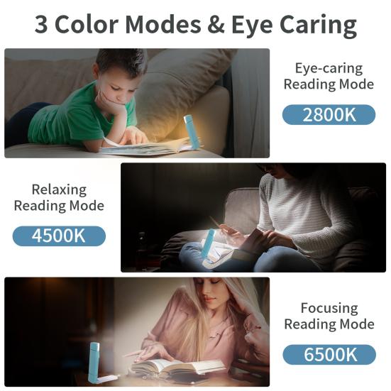 Лампа для чтения книг Регулируемая цветовая температура с регулируемой яркостью Без мерцания Высокая яркость Компактный размер Светодиодная лампа с зажимом для книг Удобная лампа для чтения для дома