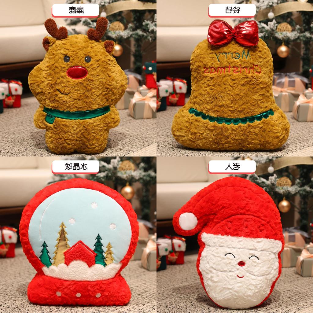 Christmas Theme Deer Bell Gingerbread Man Santa Claus Plush Doll Toy Pillow For Festive Atmosphere And Childrens Gift