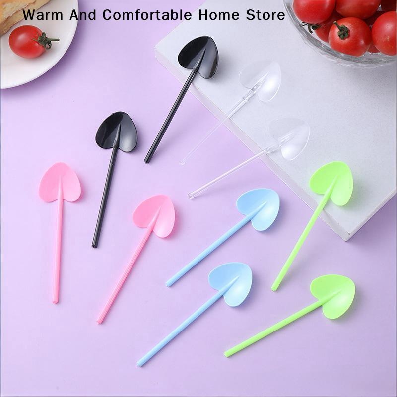 100pcs Heart Shape Disposable Spoons - Colorful Dessert Spoons For Cake Ice Cream Salad Fruit Dessert Soup Coffee Party Baking