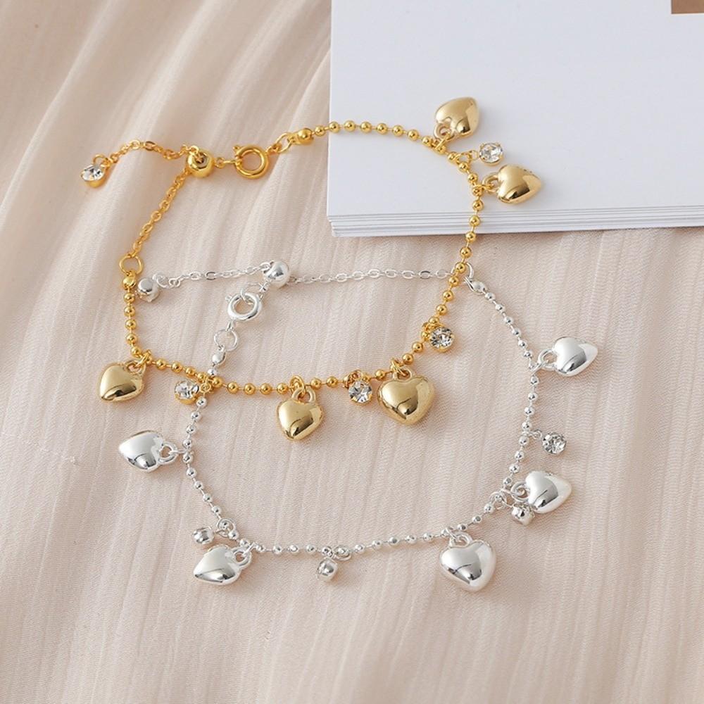 Zinc Zinc Alloy Gold Bracelet Rhinestone Charm Hand Chain Exquisite Heart Bracelet Bridal Party