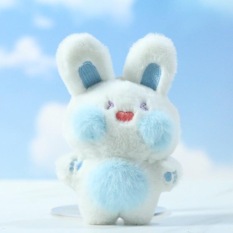 Charming Pink And Blue Plush Bunny Doll Cartoon Keychain Soft Toy For Bags