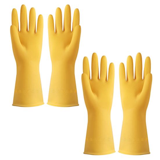 2 Pairs Rubber Dishwashing Gloves Housework Kitchen Car Waterproof Gloves Excellent Grip Protect Care