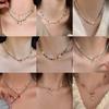 Gold Plated Titanium Steel Freshwater Pearl Choker Necklace for Women