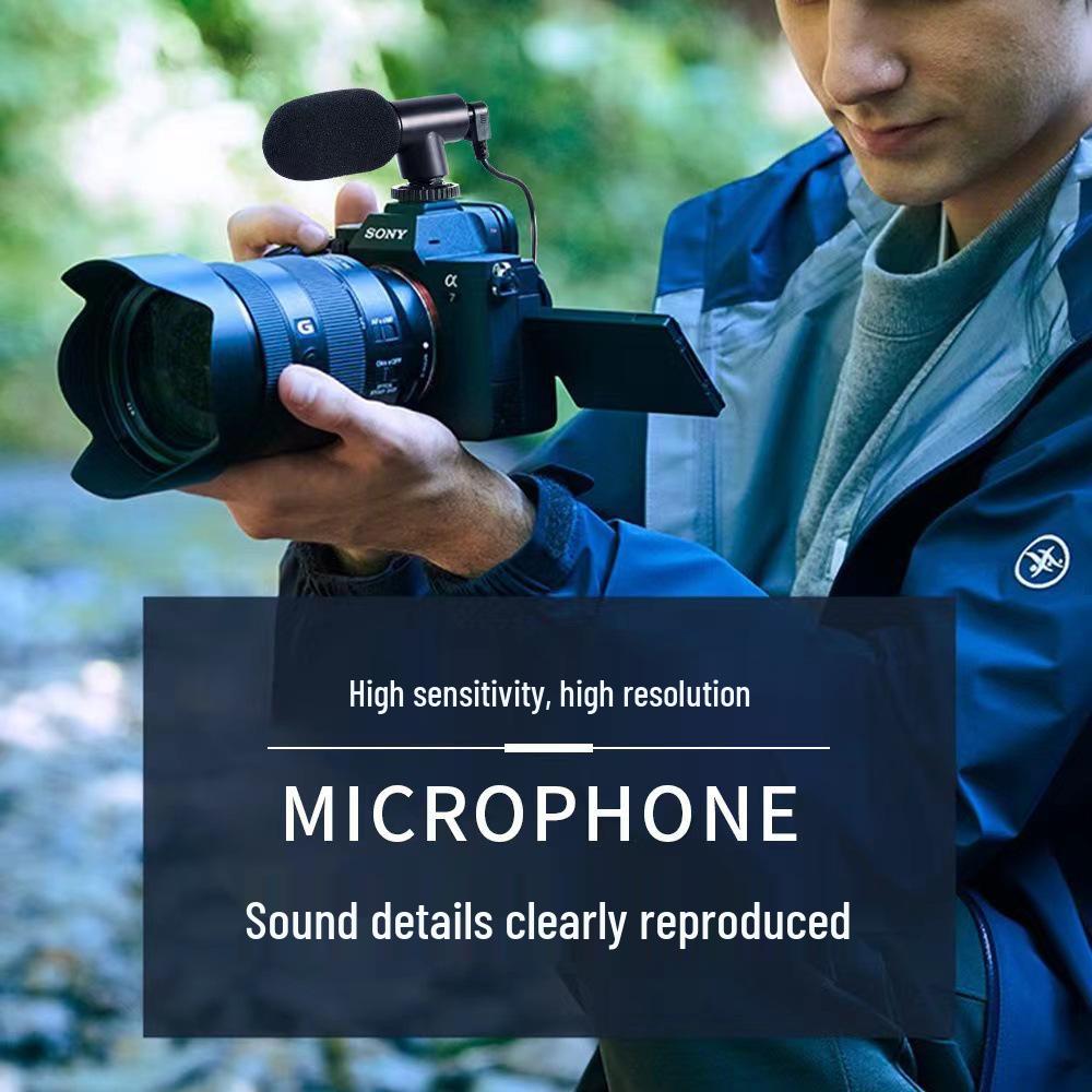 Микрофон в форме пистолета для DSLR: Аудиозахват с шумоподавлением для записи видео в реальном времени, интервью и с 3,5-мм интерфейсом