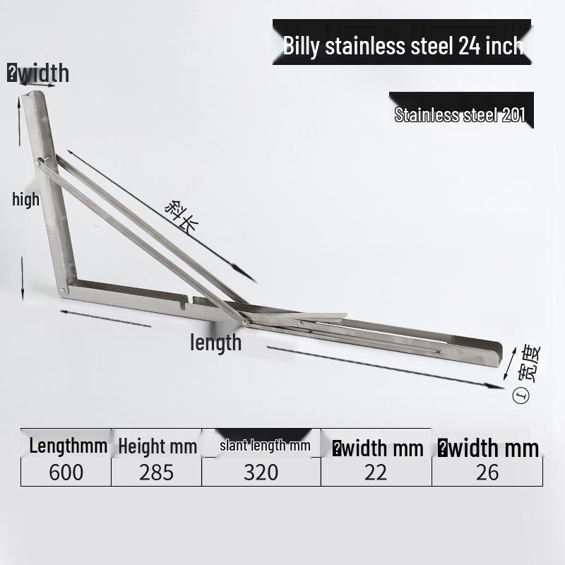 304 Stainless Steel Folding Triangle Bracket for Load-Bearing Storage Support