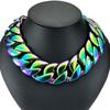 Rainbow Color Vacuum Plating 316L Stainless Steel Width 32mm Very Heavy 40-55cm Big Necklace