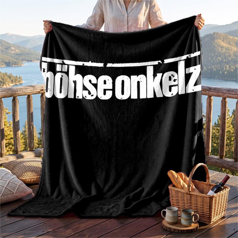 Warm Flannel Blanket Böhse Onkelz Pattern, Lightweight Comfortable Throw Blanket for Bed Sofa Use