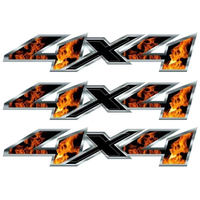 Flame 3D 4X4 Car Sticker 3D Stereoscopic Effect Car Decal Waterproof Reflective Material