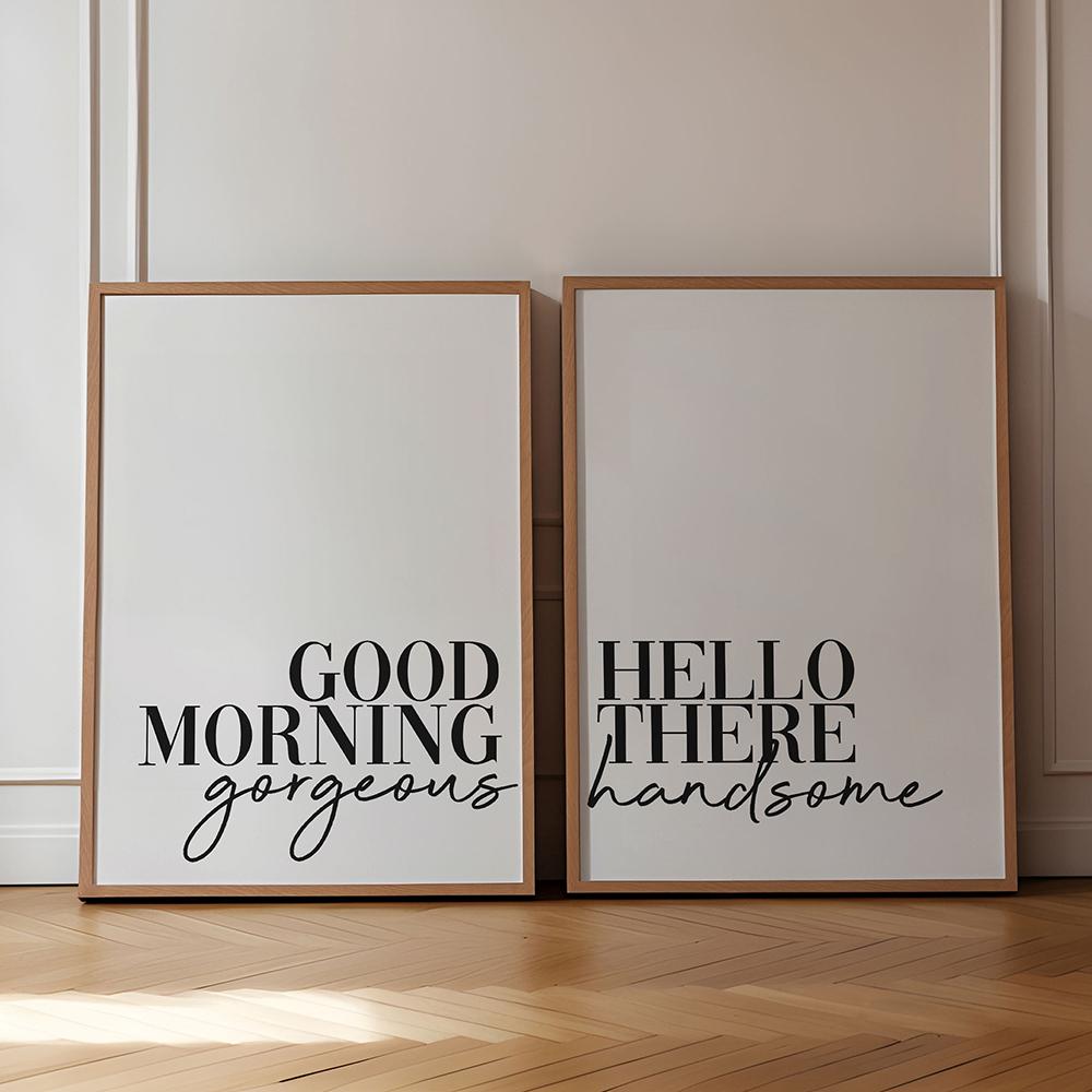 Good Morning Quotes Posters and Prints Canvas Painting Couples Bedroom Wall Art Pictures Minimalist Home Decor Ideas