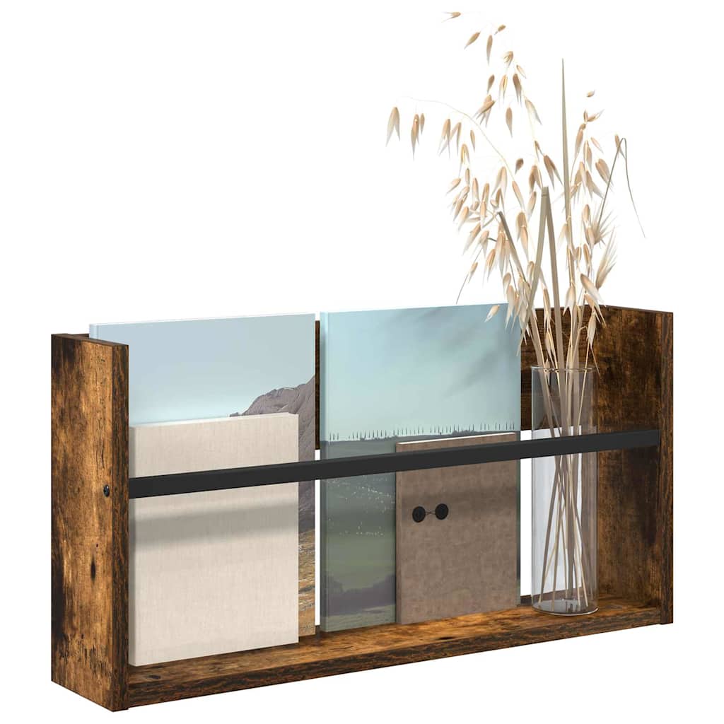 Magazine Shelf Smoked Oak 60 x 12 x 30 cm Wood Based Material