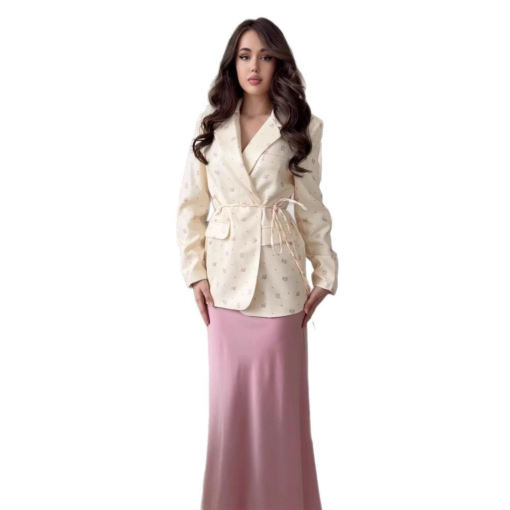 Женская приталенная пиджак-костюм с принтом в виде галстука, Осень 2025 - Европейский и Американский Стиль