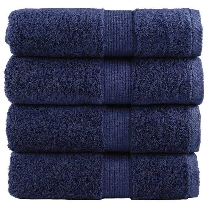 VidaXL Serviettes d'invité de qualité Supérieure 4 pcs, Draps de Bain, Essuie-mains, Serviette de Visage Salle de Bain, Bleu 137255