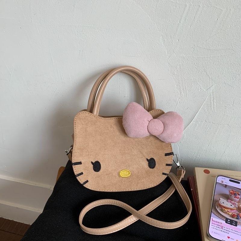 Мультяшная сумка через плечо Hello Kitty для девочек из ПУ-материала с вместительным отделением