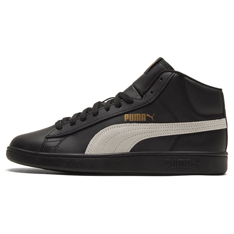 Puma Smash V2 Mid Black White Unisex Sneakers Gold 366924-11