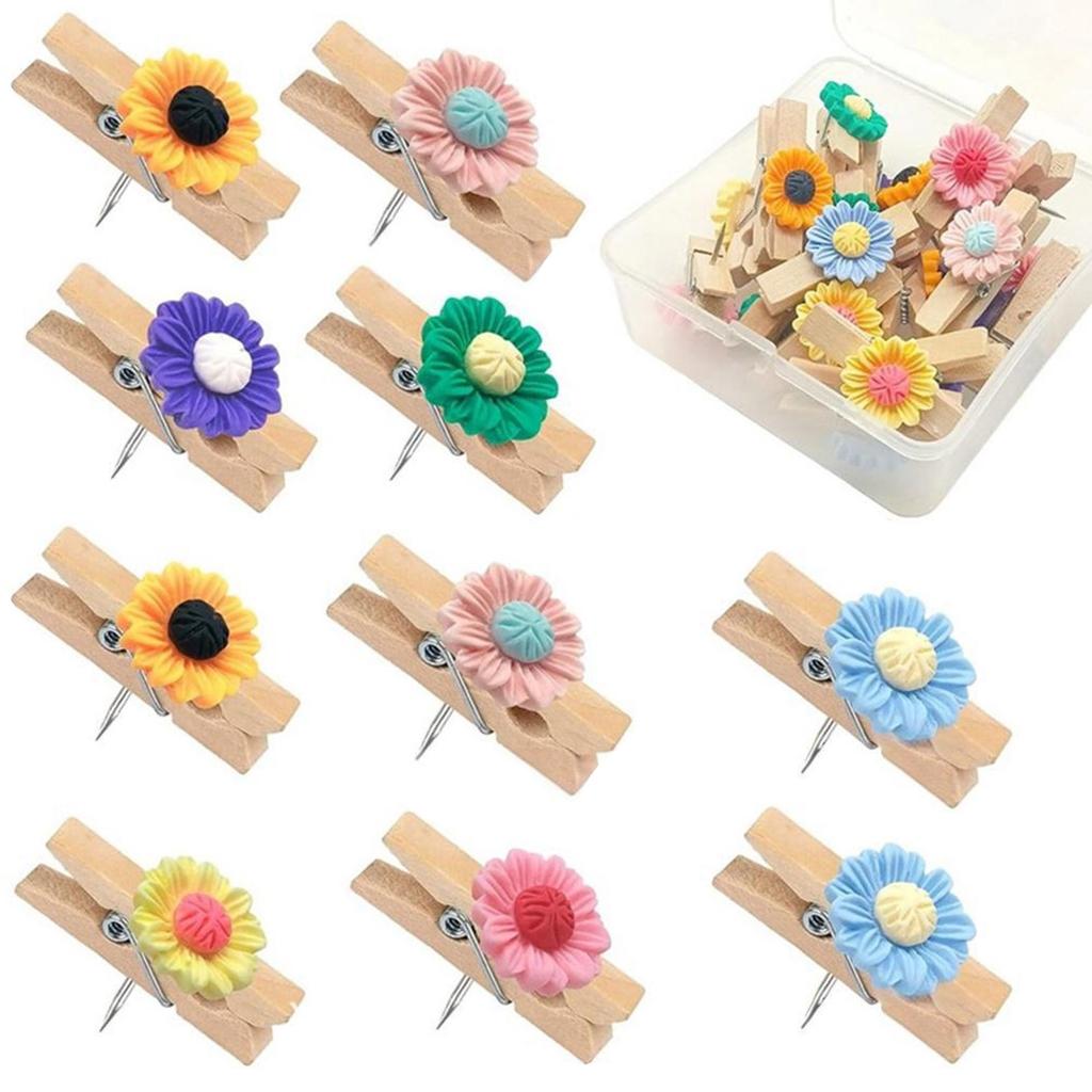 Pack Of 10 Multicolor Flower Push Pins Decorative Thumb Tacks For Bulletin Boards Photo Displays Craft Projects