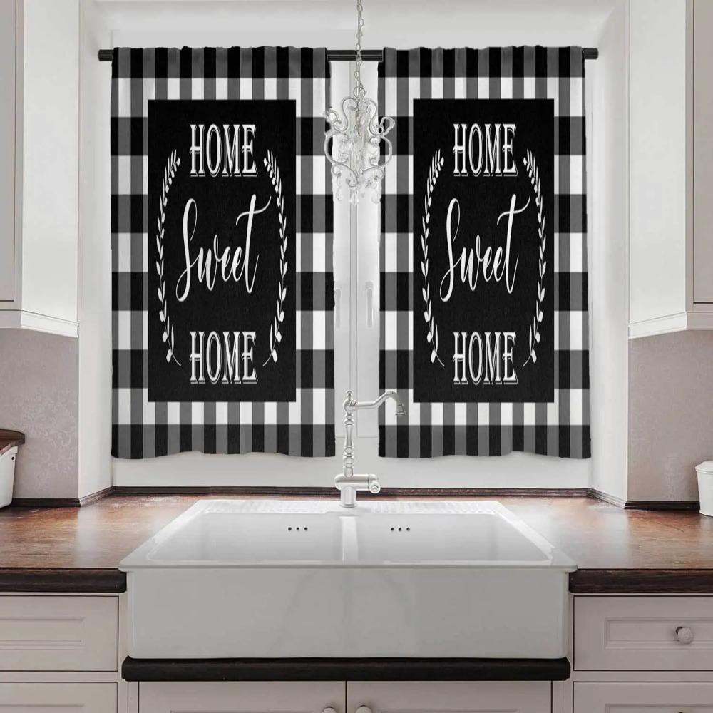 2-панельные шторы с принтом «Кот Фортуны» Шторы для кухни с рыбками Кухонные жалюзи Оконные шторы 75% затемнения Кофейные шторы