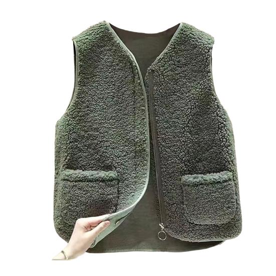 Sherpa Fleece Vest for Women Warm Sleeveless Jacket Cozy Zip Up Coat with Pockets Fall Winter Outerwear