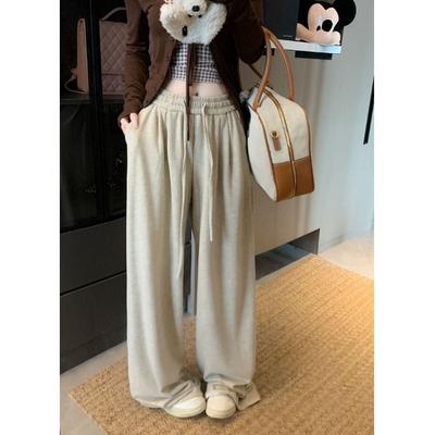 Весна и осень Новые брюки женские с высокой талией и заниженной посадкой, прямые, свободные, широкие, универсальные длинные брюки