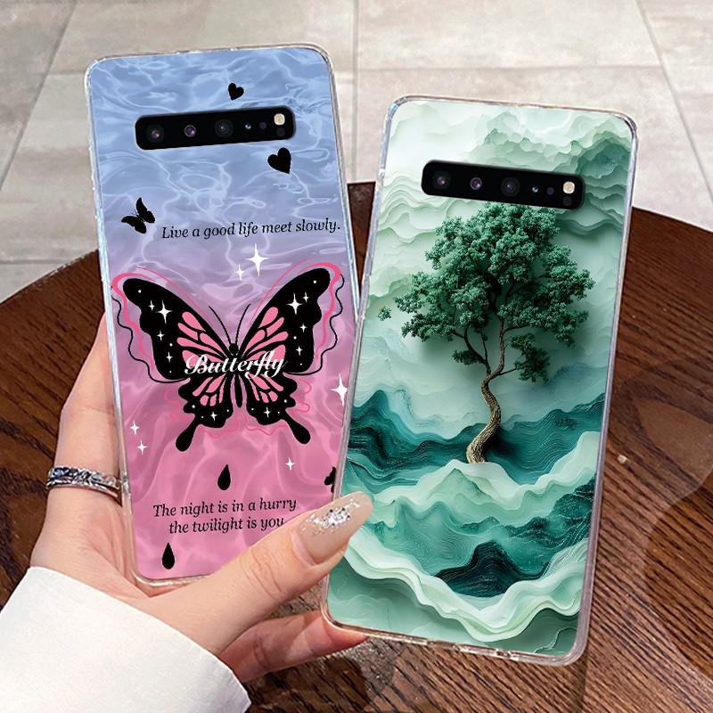 Гелевый чехол для Samsung Galaxy S10 5G SM-G977B Fundas Прозрачный силиконовый мягкий ТПУ задняя крышка Милый кошка кролик сердце Защитный чехол