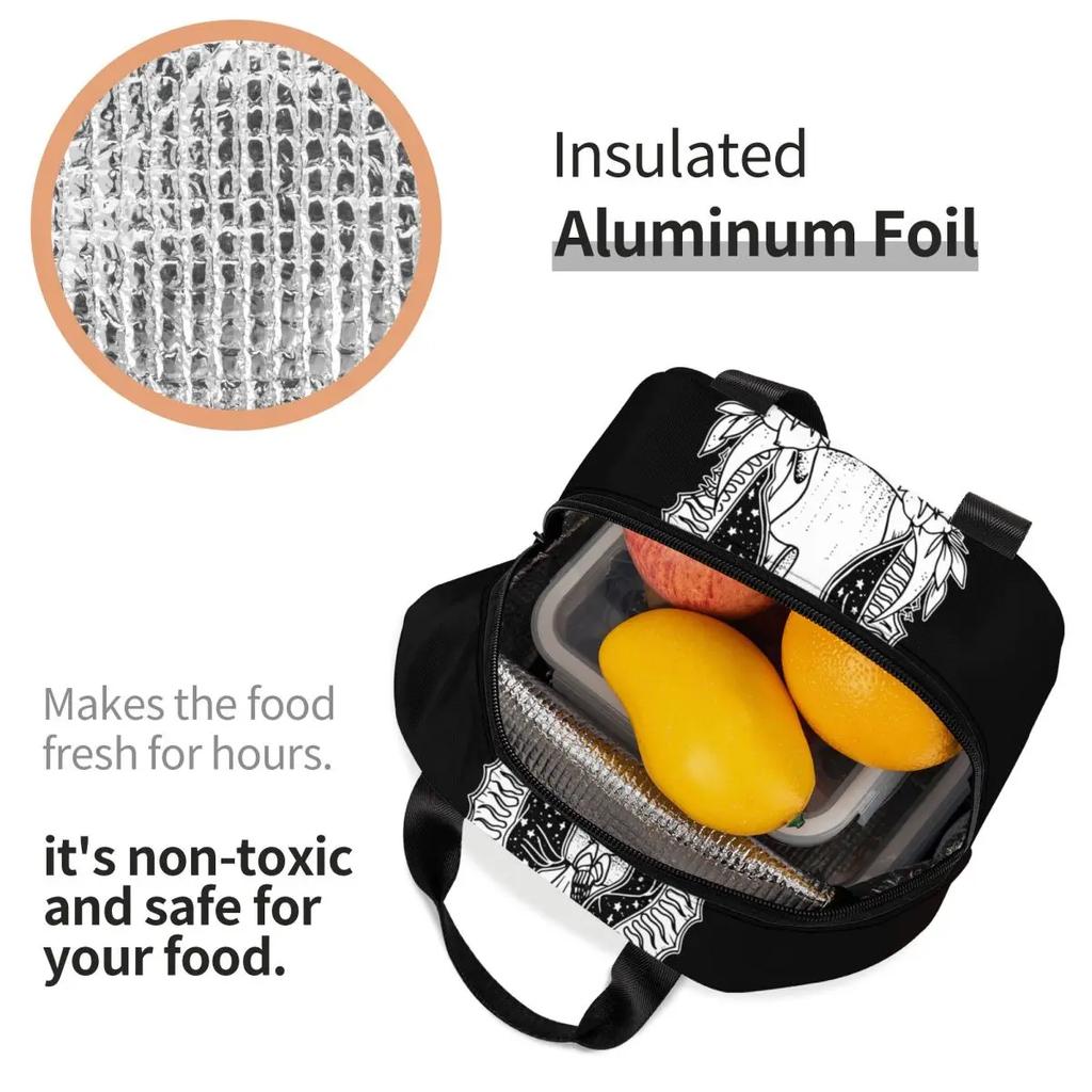 Санта Муэрте Святая смерть портативные ланч-боксы женские водонепроницаемые мексиканские мертвые сахарные черепа охладитель термоеда изолированная сумка для обеда