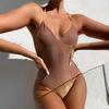 Монокини блестящие купальники с высоким вырезом женский цельный купальник на бретельках